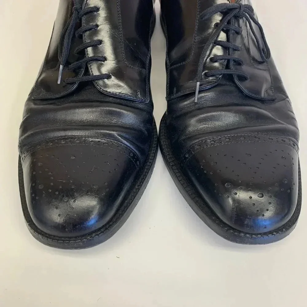 Ferragamo Loafers Oxfords Dress Formal Shoes Leather Lace Up Black Size 7.5